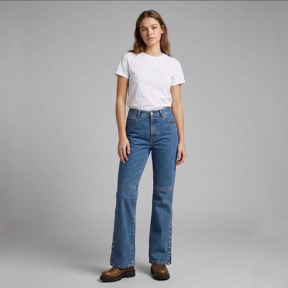Vintage | Roughrider | Bareback Studded Flare Slit Jeans Size 7/8